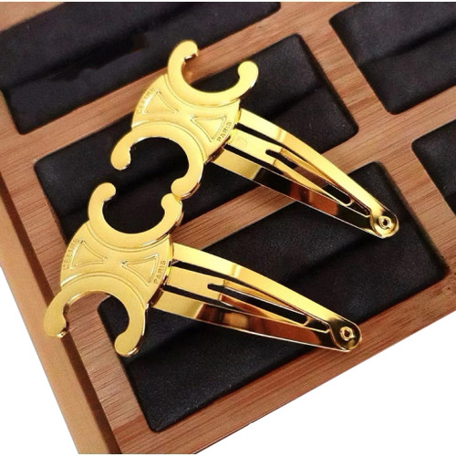 Celine 2 Piece Hair Clip Set in Gold-Plated Brass and Steel