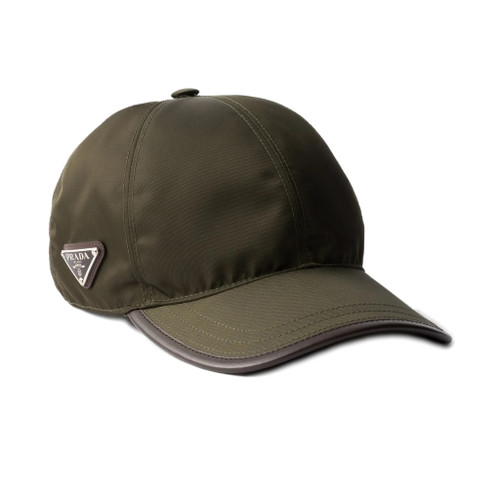 PRADA Re-Nylon Baseball Cap Khaki Green Luxury Designer Hat Enamel Triangle Logo