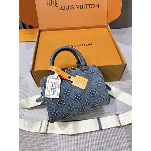 Louis Vuitton Denim Monogram Speedy 20 Crossbody Bag Blue