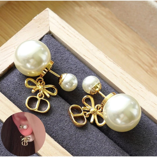 Dior Tribales Earrings Gold-Finish Metal and White Resin Pearls