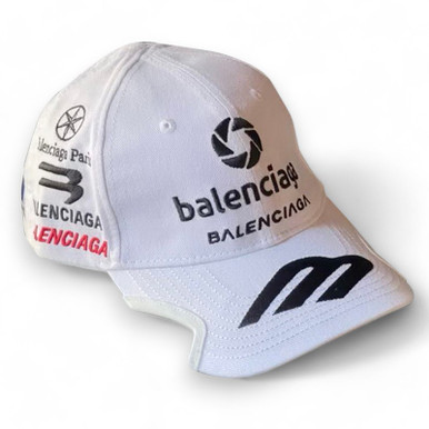 Balenciaga Logo Embroidered Mens sports Artwork White Cap