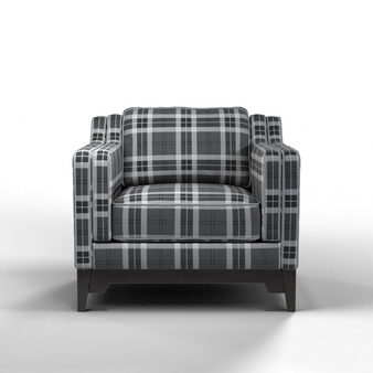 Lounge Chair Grey Plaid Dark Maple