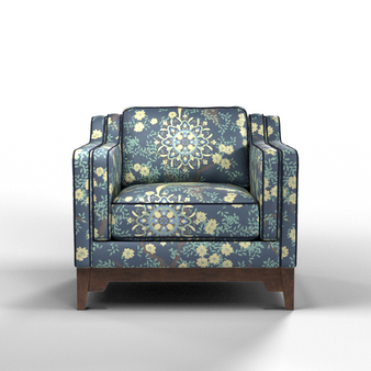 Lounge Chair Blue Nature Print Hickory