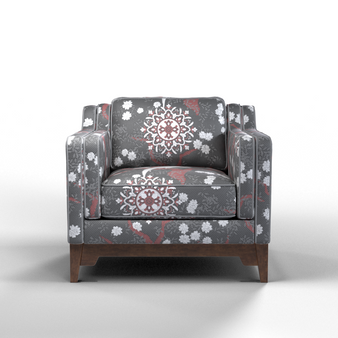 Lounge Chair Grey Nature Print Hickory