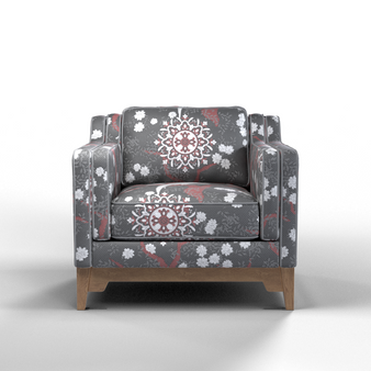 Lounge Chair Grey Nature Print Oak
