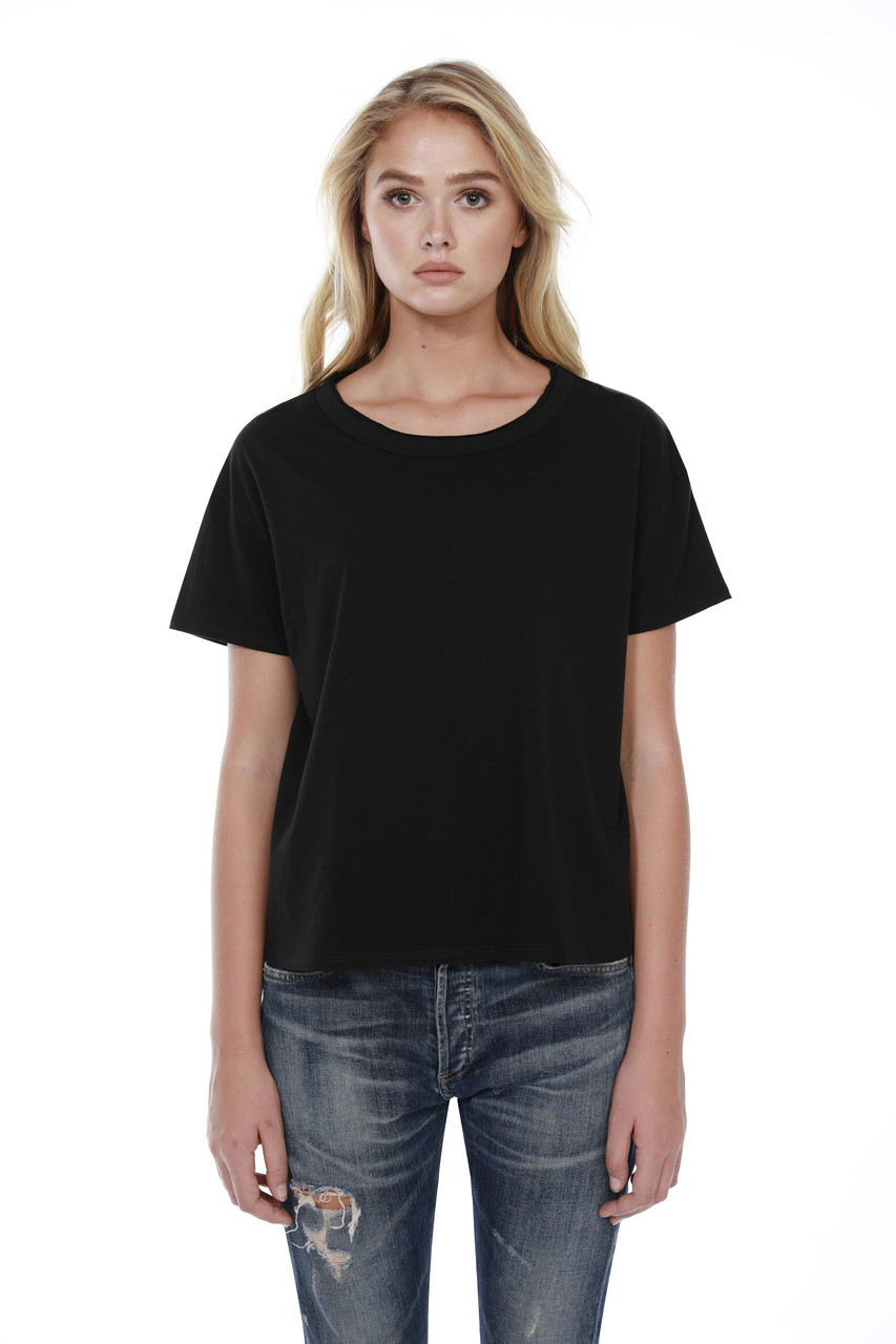 1017 - Women\'s Cotton Raw Neck Boxy Tee - STARTEE APPAREL | T-Shirts
