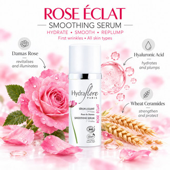 Rose Eclat Smoothing Serum | Hydraflore Banner