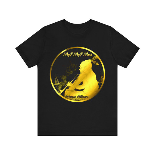T-Shirt! - OG Puff Puff Pass Unique Cultivars Black/Gold Original Logo Unisex Jersey Short Sleeve Tee