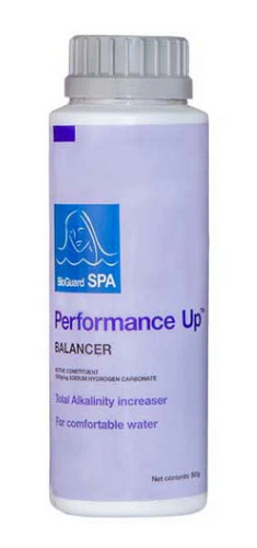Provide a robust baseline of protection against severe pH swings with BioGuard Performance Up. Formulated explicitly to raise Total Alkalinity, it acts as a chemical cushion, absorbing the impact of environmental factors like heavy rain and high bather loads.

Key Features & Technical Benefits:

Active Composition: 1000g/kg pure sodium hydrogen carbonate.

Alkalinity Buffer Engine: Directly increases low Total Alkalinity levels to stop chronic pH bouncing (erratic up-and-down shifts).

Structural Safety: Protects the plumbing infrastructure and shell surface by neutralizing acidic water properties. Works perfectly across all spa models and sanitiser environments.