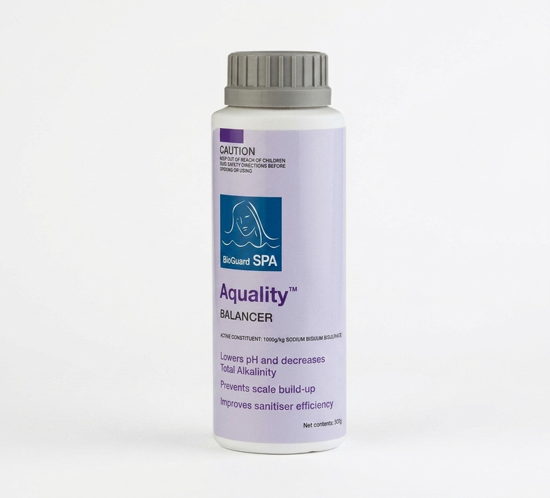 Safely correct high pH and alkalinity spikes with BioGuard Aquality. Engineered to slowly and predictably lower both pH and Total Alkalinity, it prevents calcium scale build-up, cloudy water, and the bather eye irritation caused by overly alkaline conditions.

Key Features & Technical Benefits:

Active Composition: Formulated with 1000g/kg sodium hydrogen sulphate.

Safer Than Liquid Acid: Offers a highly effective dry granular alternative that is substantially safer to store and handle than volatile liquid hydrochloric or muriatic acids.

Scale Mitigation: Protects the internal heating elements and shell surfaces from brittle scale formation.

Efficiency Booster: Bringing the pH back into the ideal zone optimises the sanitising power of your chlorine or bromine. Suitable for all spa surfaces.