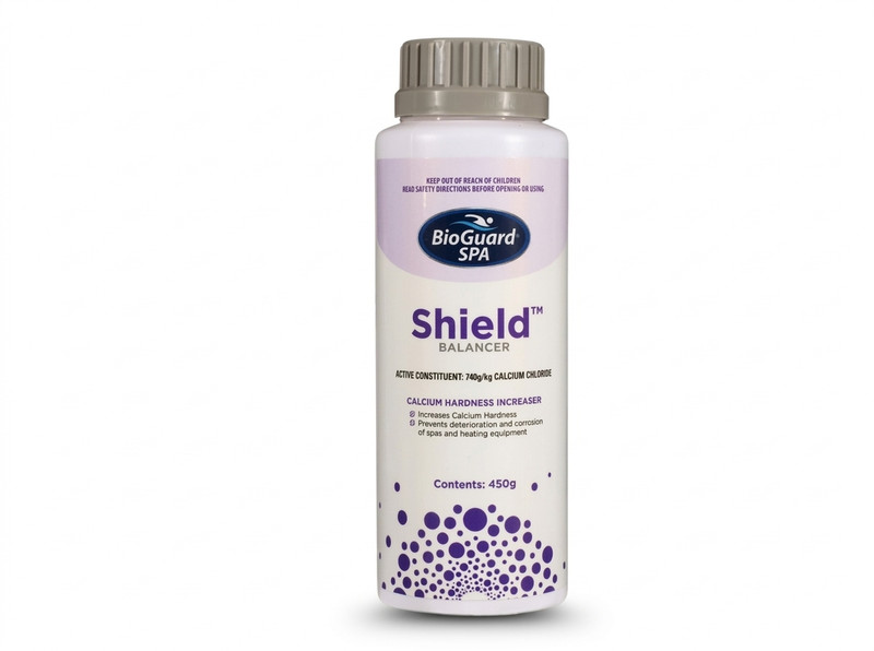 Prevent soft-water degradation by optimizing your calcium levels with BioGuard Shield. When calcium hardness is too low, spa water becomes aggressive, actively leaching minerals out of surfaces and accelerating the corrosion of internal heating systems.

Key Features & Technical Benefits:

Active Composition: Minimum 740g/kg high-grade calcium chloride.

Surface Protection: Directly increases structural calcium indices to stop water from etching shell materials or grout joints.

Mechanical Life Extension: Prevents localised corrosive pitting on precious metal heaters, plumbing manifolds, and pump impellers.