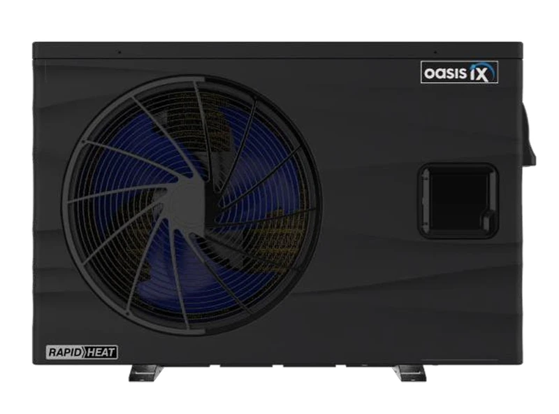 Oasis iX19 Rapid Heat Inverter Spa Heat Pump | High-Capacity Ultra-Efficiency Heating & Cooling
The Oasis iX19 Rapid Heat Inverter is the ultimate high-capacity smart heating and cooling solution engineered specifically for large spa pools, commercial setups, and swim spas. Powered by intelligent RapidHeat software, the iX19 automatically delivers an express heat-up cycle to get high-volume water to temperature fast, then smoothly transitions into a low-power energy-saving mode to maintain it.

By using variable-speed inverter technology, the iX19 continuously dials its power consumption up or down based on real-time heat demand. Unlike standard single-speed heat pumps that draw full power constantly, the iX19 tapers its power draw as your water nears its target temperature—slashing running costs by up to 75% compared to traditional electric inline spa heaters.

Key Features & Technology
Smart RapidHeat Software: Automatically boosts heating capacity for an express initial heat-up, then seamlessly shifts into eco-mode to hold your set temperature with minimal power draw.

Intuitive Digital Touchscreen: Features a modern, easy-to-use swipable digital screen interface for effortless setup, mode adjustment, and temperature control.

Solar PV Ready: The intelligent controller can automatically adjust its heating capacity to consume excess electricity produced by your rooftop solar PV system, maximizing free solar power usage.

Gold Fin Condenser Coils: Features heavy-duty, anti-corrosive gold-coated coils that provide exceptional resistance to harsh outdoor elements and coastal air, while improving defrosting performance in cold weather.

Dual Heating & Cooling: Offers total year-round temperature control. Effortlessly heat your swim spa up to 40°C during winter, or chill the water during hot summer months for a refreshing cold plunge recovery.

Silent Mode for Council Compliance: Built-in Silent Mode dials down fan and compressor speeds to keep sound levels whisper-quiet—ideal for tight residential spaces and meeting local council noise regulations.

Commercial Spiral Titanium Heat Exchanger: Ensures long-term durability and maximum heat transfer, resisting corrosion from salt, ozone, and harsh chemical sanitizers.

Technical Specifications
Heating Capacity: 17.0 kW (at 19°C Air / 28°C Water)

Power Supply: 230V / 240V Single Phase

Max Running Current Input: 13.9 Amps

Recommended Flow Rate: 70 L/min

Dimensions (L x W x H): 1048mm x 453mm x 780mm

Shipping Weight: 74 kg

Operating Ambient Temperature: -10°C to +43°C

Maximum Water Temperature: 40°C

Compressor: Variable Speed Twin-Rotary DC Inverter

Refrigerant: Eco-Friendly R32

Protection Rating: IPX4