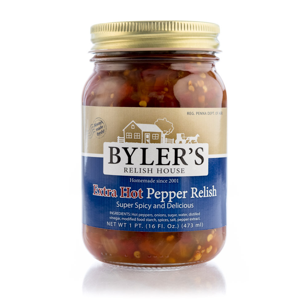 Extra spicy relish with fresh jalapeño peppers, onions, and some habañero peppers