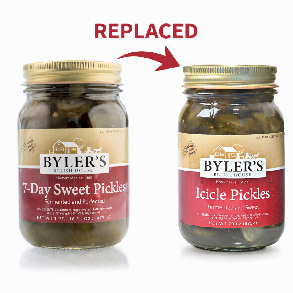 7-Day Sweet Pickle replaced by Icicle Pickle