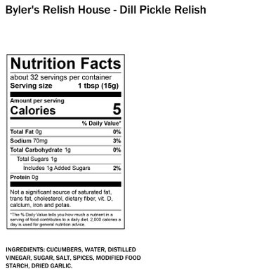 Dill Pickle Relish Homemade Byler's Relish House