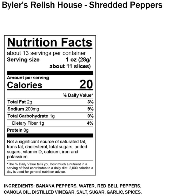 Shredded Peppers | Byler's Relish House in Pennsylvania