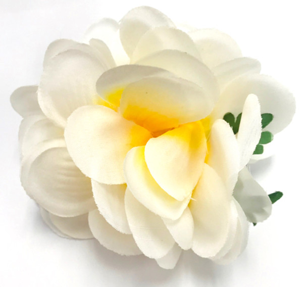 Plumeria Tutu Hair Clip - Yellow/White (Pack of 6)