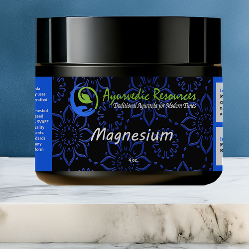 4 oz. Magnesium Transdermal Cream on a marble shelf.