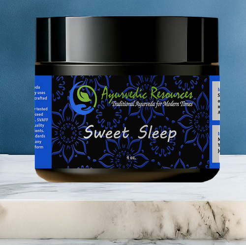 4 oz. Sweet Sleep Transdermal Cream on a marble shelf.