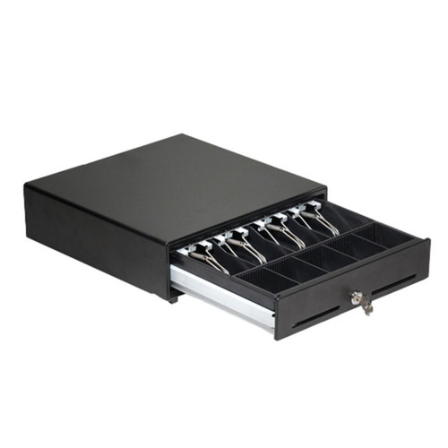 Cajon portamonedas con apertura frontal en color negro 330x330x90