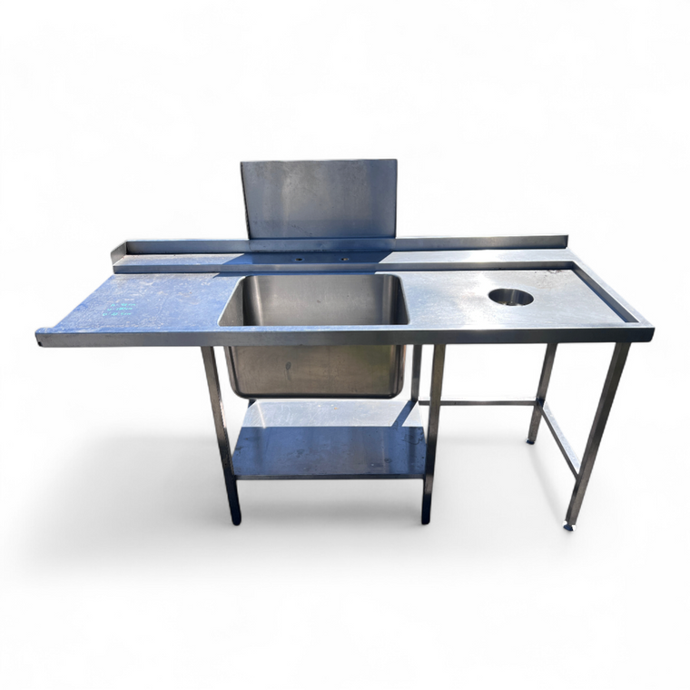Commercial Stainless Steel Pre Wash Sink Table with Waste Chute
