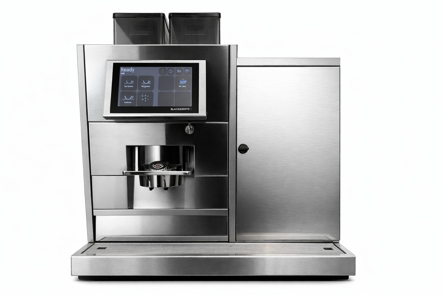 Bean to cup coffee machine with milk fridge