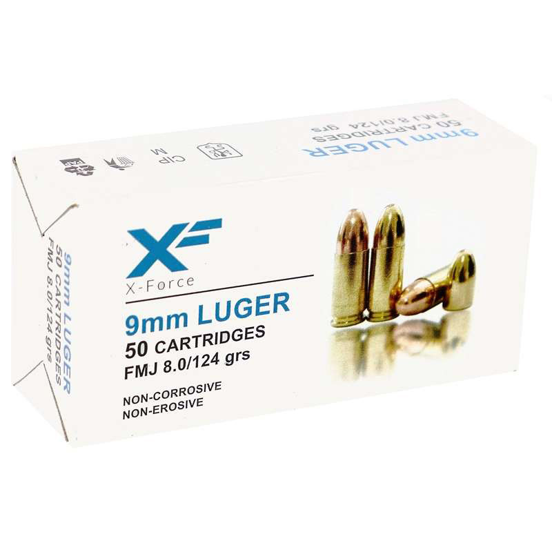 ATS X-Force 9mm Full Metal Jacket | Ammo | 124 Grain | Box Of 1000