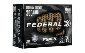 Federal Premium 380 ACP Punch Hollow Point | 85 Grain | Jacketed Hollow Point | 20 Round Box | PD380P1