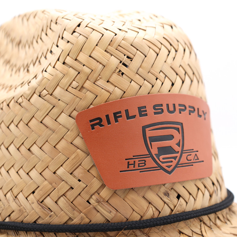 Rifle Supply Straw Hat | Hat | Leather Crest Logo | Draw String