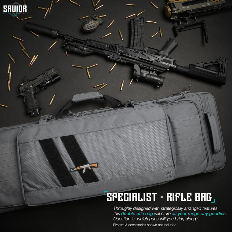 Savior Equipment Specialist Series 42” Double Rifle Bag | Rifle Cases | 42” Length | Obsidian Black | SAV-RB-4213DG-WS-BK