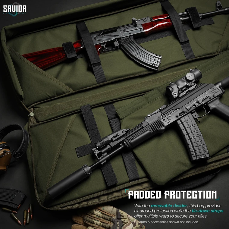 Savior Equipment Specialist Series 42” Double Rifle Bag | Rifle Cases | 42” Length | Obsidian Black | SAV-RB-4213DG-WS-BK