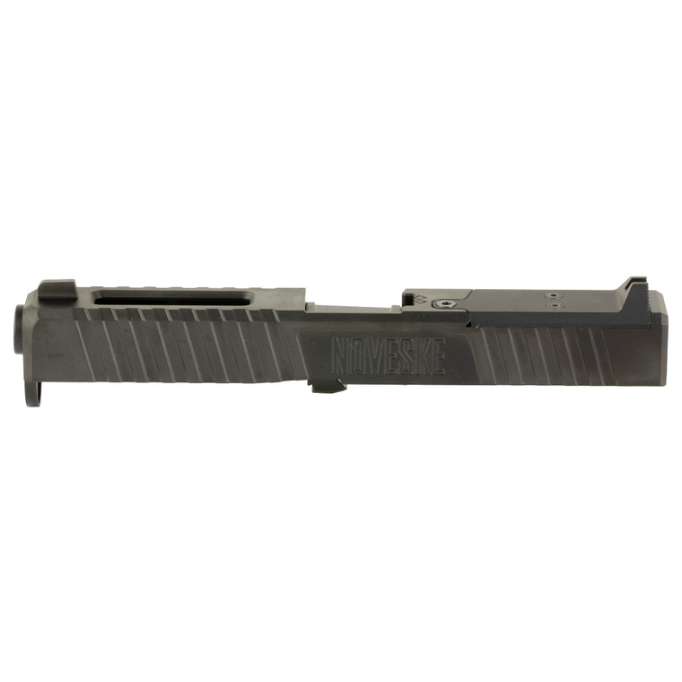 Noveske DM Slide | Barrel | DLC Finish | Black | Direct Mount Optics Ready | For Glock 17 Gen 4 | Includes End Plate | Cover Plate w/Rear Sight | Front Sight 03002706