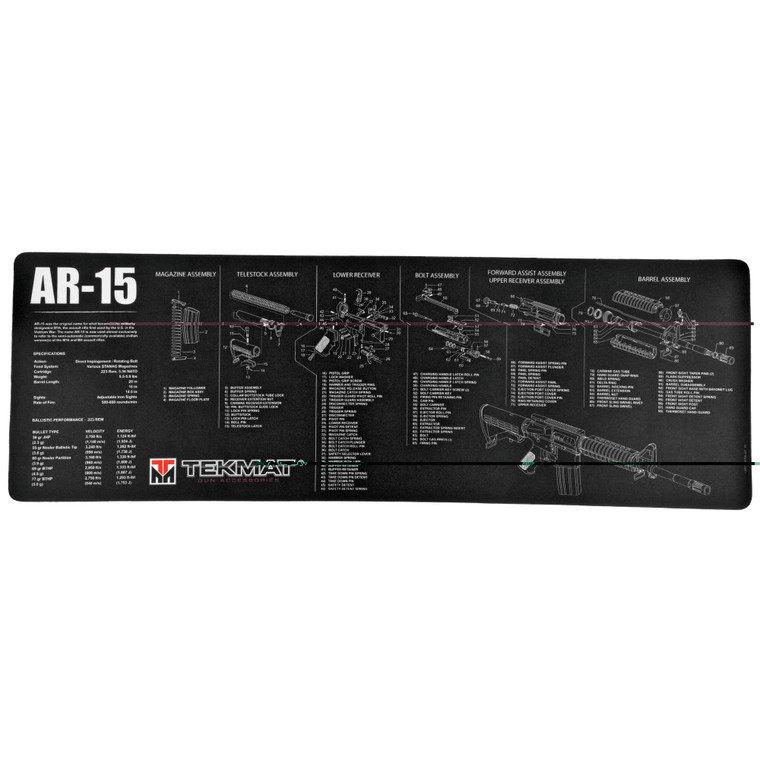 TekMat AR-15 Rifle Mat | 12"x36" | Black | Includes Small Microfiber TekTowel | Packed In Tube | TEK-R36-AR15