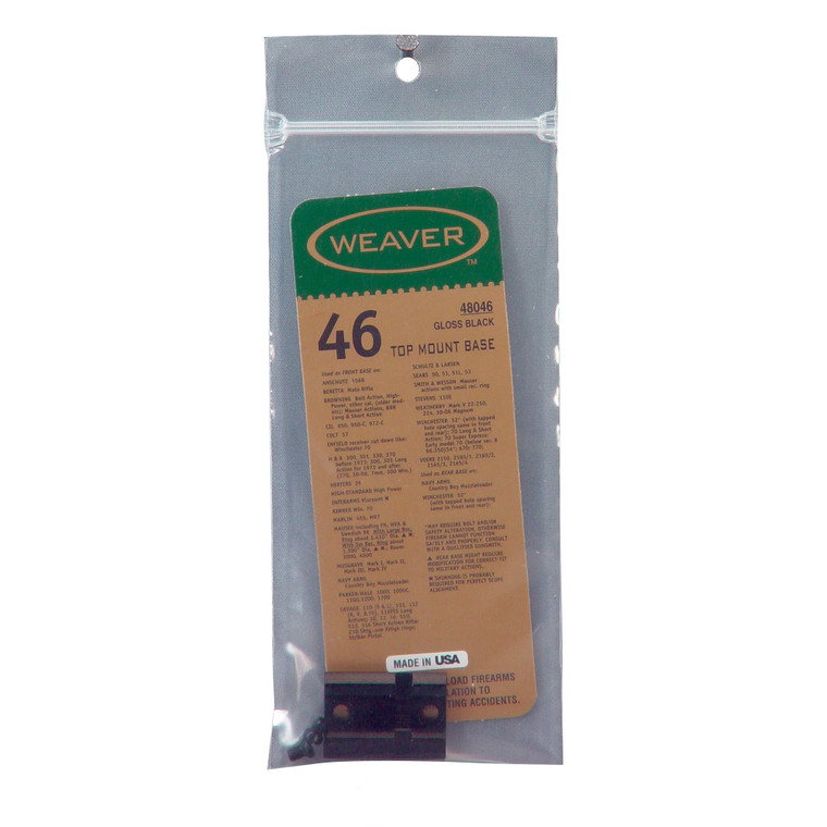 Weaver Model #46 Top Mount Aluminum Base | Fits Browning Bolt Action Front | Aluminum | 2 Piece | 48046