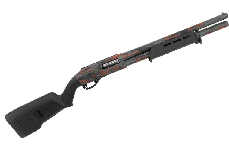 Remington 870 Upgraded | Refurbished | Shotgun | Police Turn-In | Cerakoted | 12Ga | 6 Rounds | Includes Side Saddle & Magazine Extension | Red Camo Remington 870 Upgraded | Refurbished | Shotgun | Police Turn-In | Cerakoted | 12Ga | 6 Rounds | Includes Side Saddle & Magazine Extension | Red Camo