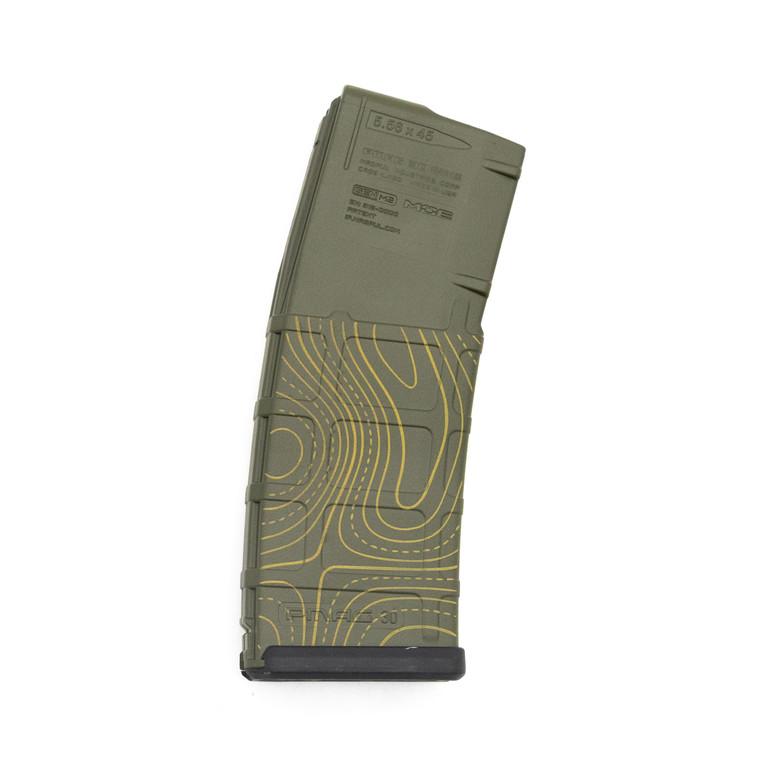 Repurposed Cerakote PMAG GEN M2 | Magazines | Previously Engraved & Cerakoted Over | 30 Round or 10/30RD | 223/556NATO | Green Topo Pattern