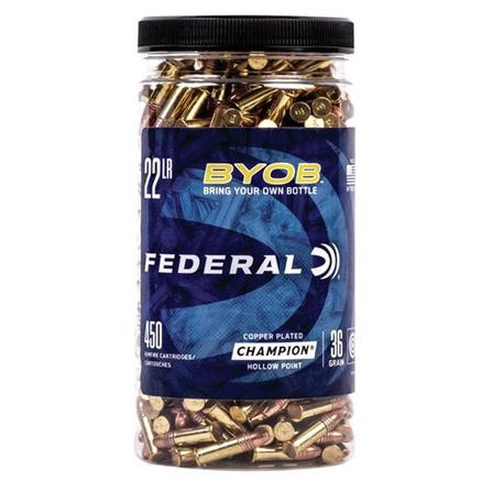 Federal Champion BYOB .22LR | 36 Grain | Copper Plated Hollow Point | 450 Round Bucket | 750BTL450