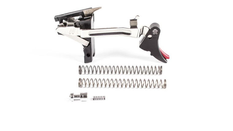 Zev Technologies Fulcrum Adjustable Drop In Trigger Upgrade Kit | For Glock Gen 1-3 | .45 ACP | Black / Red | Ful-adj-drp-45-b-r