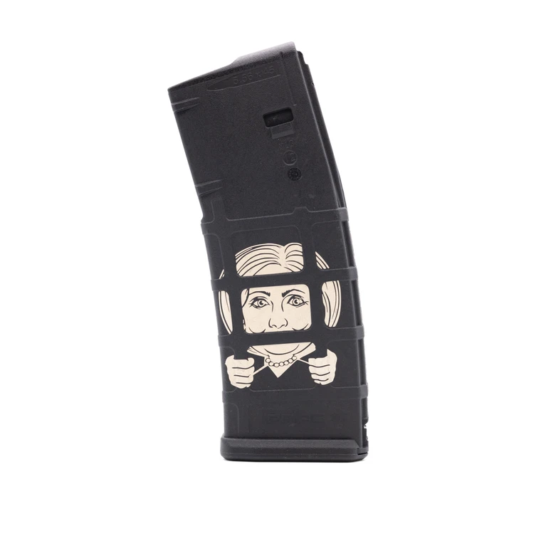 Hillary Behind Bars / Trump MAGA-ZINE Engraved Magazine | PMAG 30 AR/M4 Gen M2 | 556 NATO| 30 Round| Black | MAG571-BLK