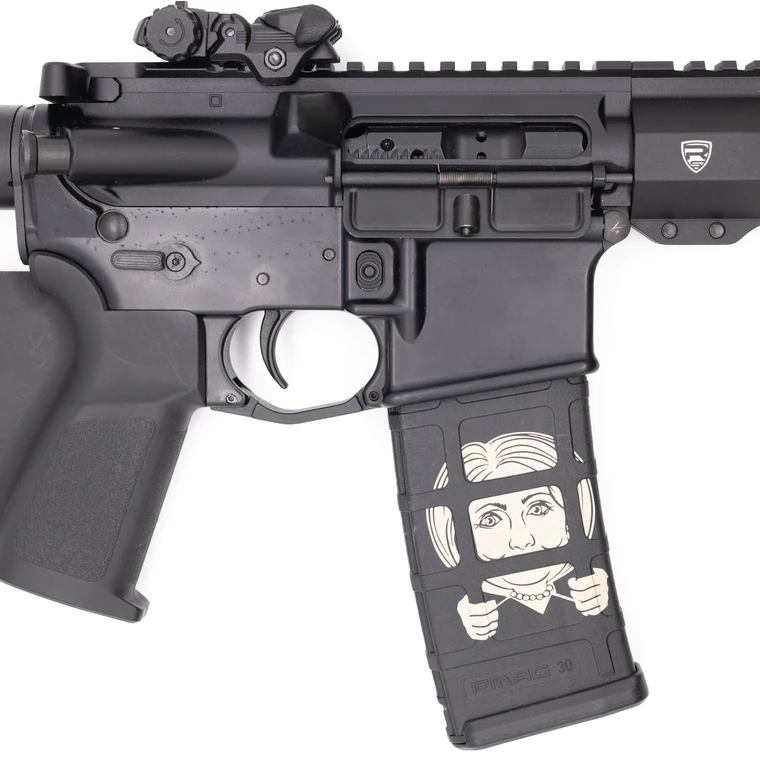 Hillary Behind Bars / Trump MAGA-ZINE Engraved Magazine | PMAG 30 AR/M4 Gen M2 | 556 NATO| 30 Round| Black | MAG571-BLK