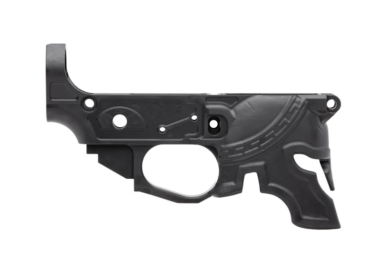 Spike's Tactical Rare Breed Spartan Billet Stripped AR Lower Receiver | multi-Cal | Black / Red |