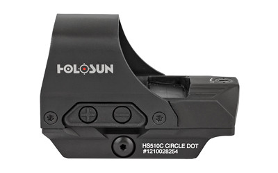 Holosun | 510C Red Dot | 2 MOA Dot & 65 MOA Circle | Solar with Internal Battery | Quick Release Mount, AR Riser | HS510C