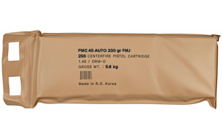 PMC Bronze Ammo | .45 ACP | 230 Grain | Full Metal Jacket | 250 Rounds | 45A