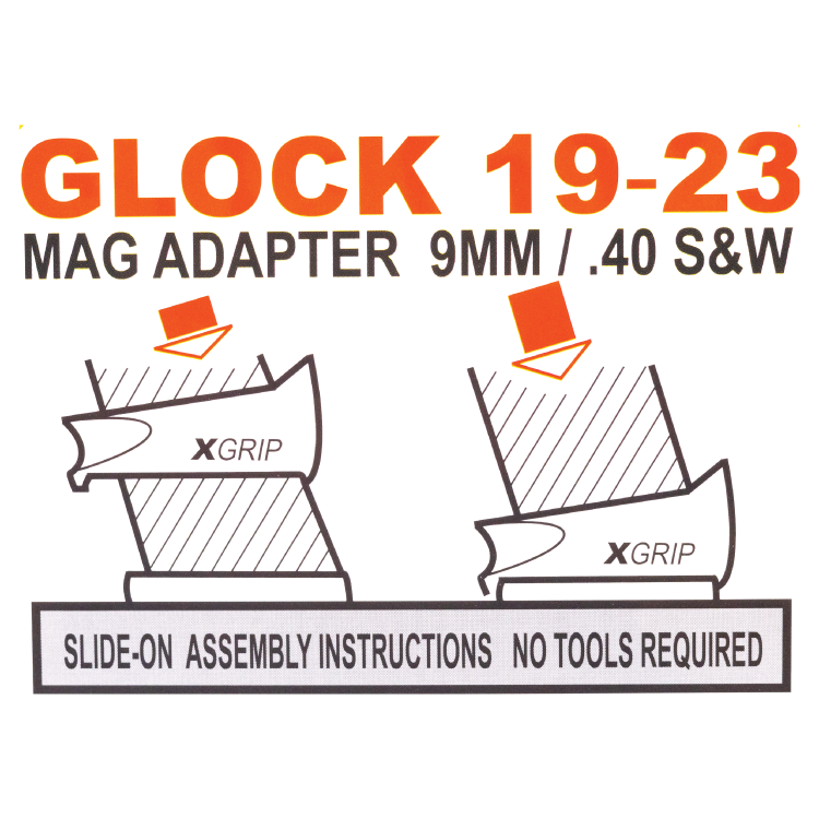 XGRIP Magazine Spacer | For Glock 19/23 | +2 Rounds | Black | GL19-23