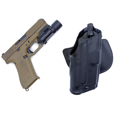 Safariland 6378 ALS Paddle & Belt Slide Holster | For Glock 19 | SureFire X200/X300 Light Compatible | Right Hand | Black | 6378-2832-411