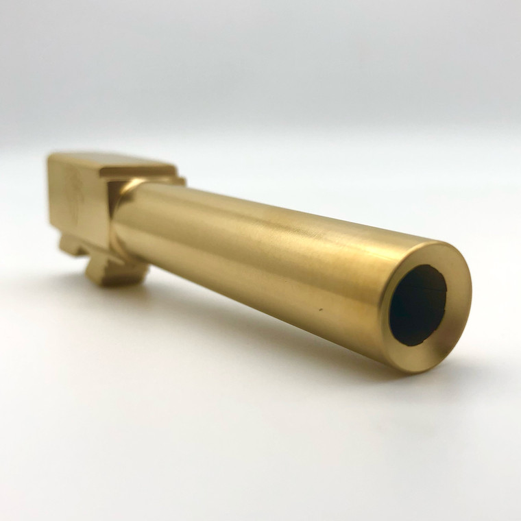 Live Free Armory Standard Barrel | For Glock 19 | Gen 1-3 | Unthreaded | Gold TiN