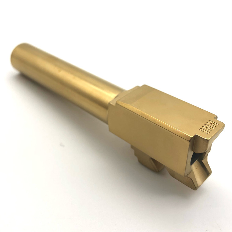 Live Free Armory Standard Barrel | For Glock 19 | Gen 1-3 | Unthreaded | Gold TiN