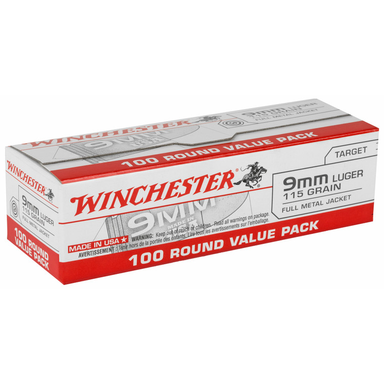 Winchester Ammunition Ammo | 9MM | 115 Grain | Full Metal Jacket | 100 Round Box | USA9MMVPY