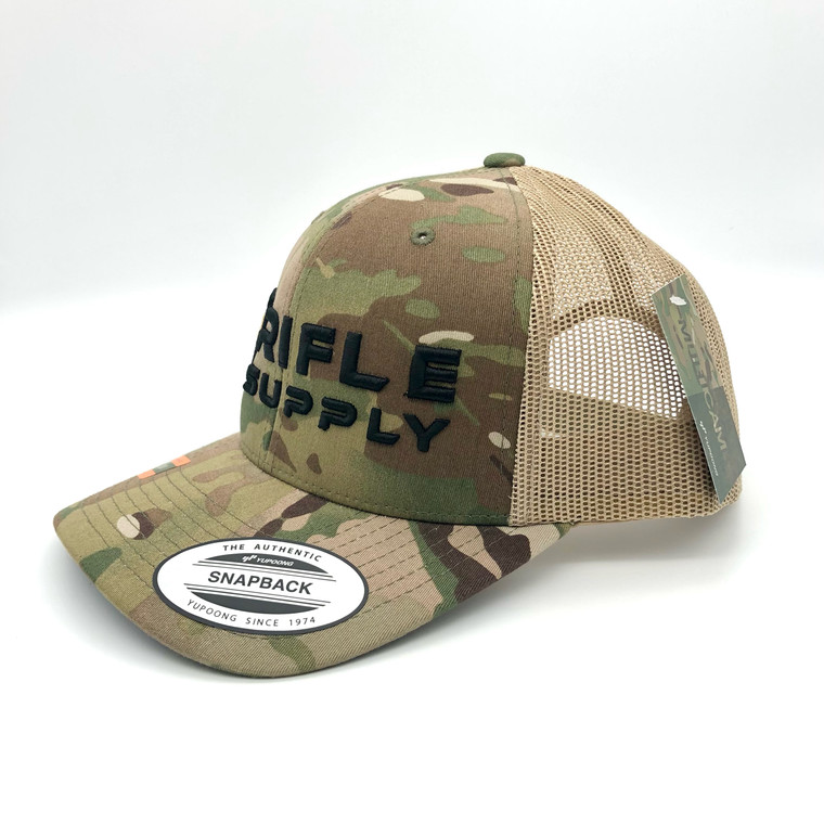 Rifle Supply Trucker | Hat | Classic Logo Black/Tan | MultiCam