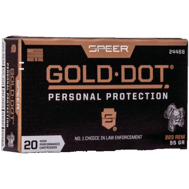 Speer Ammunition Speer Gold Dot Ammo | .223 Remington | 55 Grain | Hollow Point | 20 Round Box | 24468